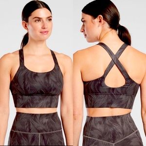 Athleta Warrior Long Line Printed Bra D-DD- Size M